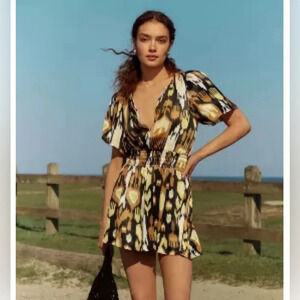 Anthropologie Somerset Printed Satin Romper